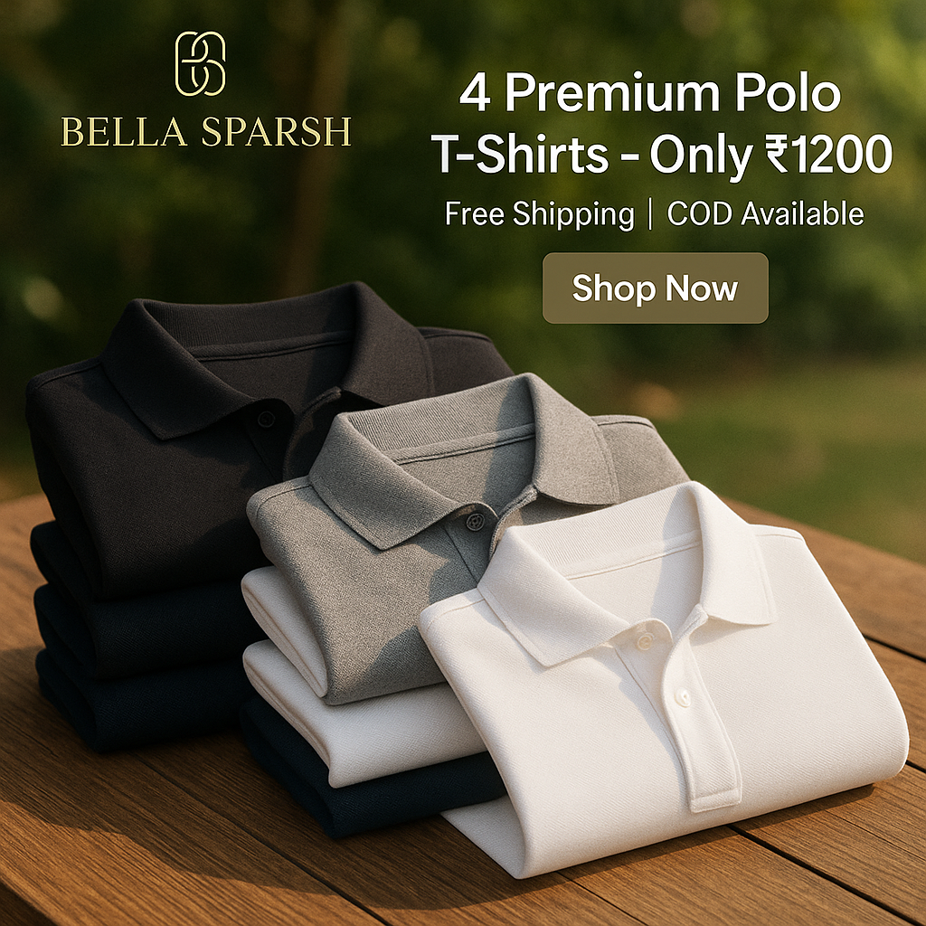 Bella Sparsh™ Premium Polo Combo – Pack of 4 (White, Black, Grey, Blue)