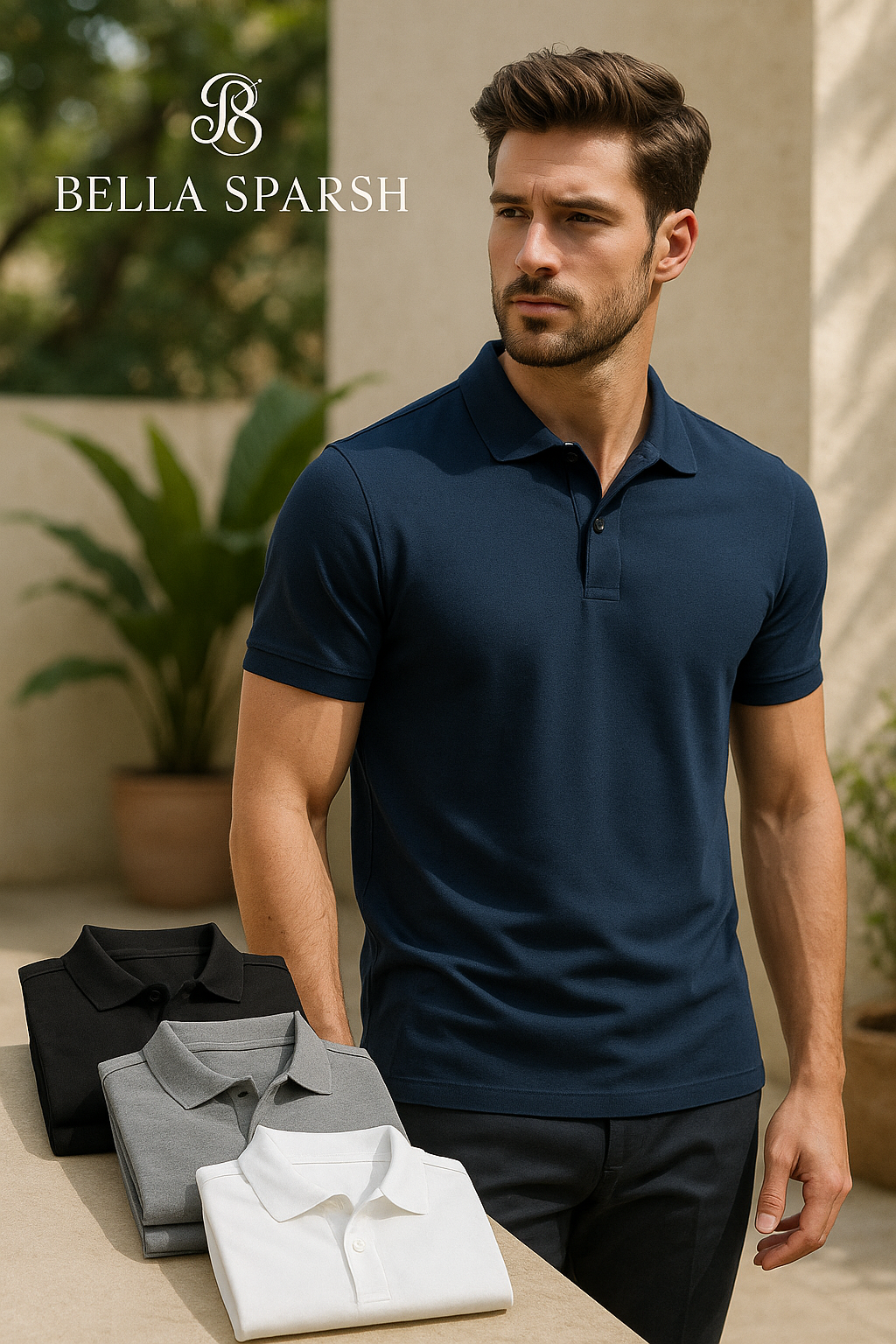 Bella Sparsh™ Premium Polo Combo – Pack of 4 (White, Black, Grey, Blue)